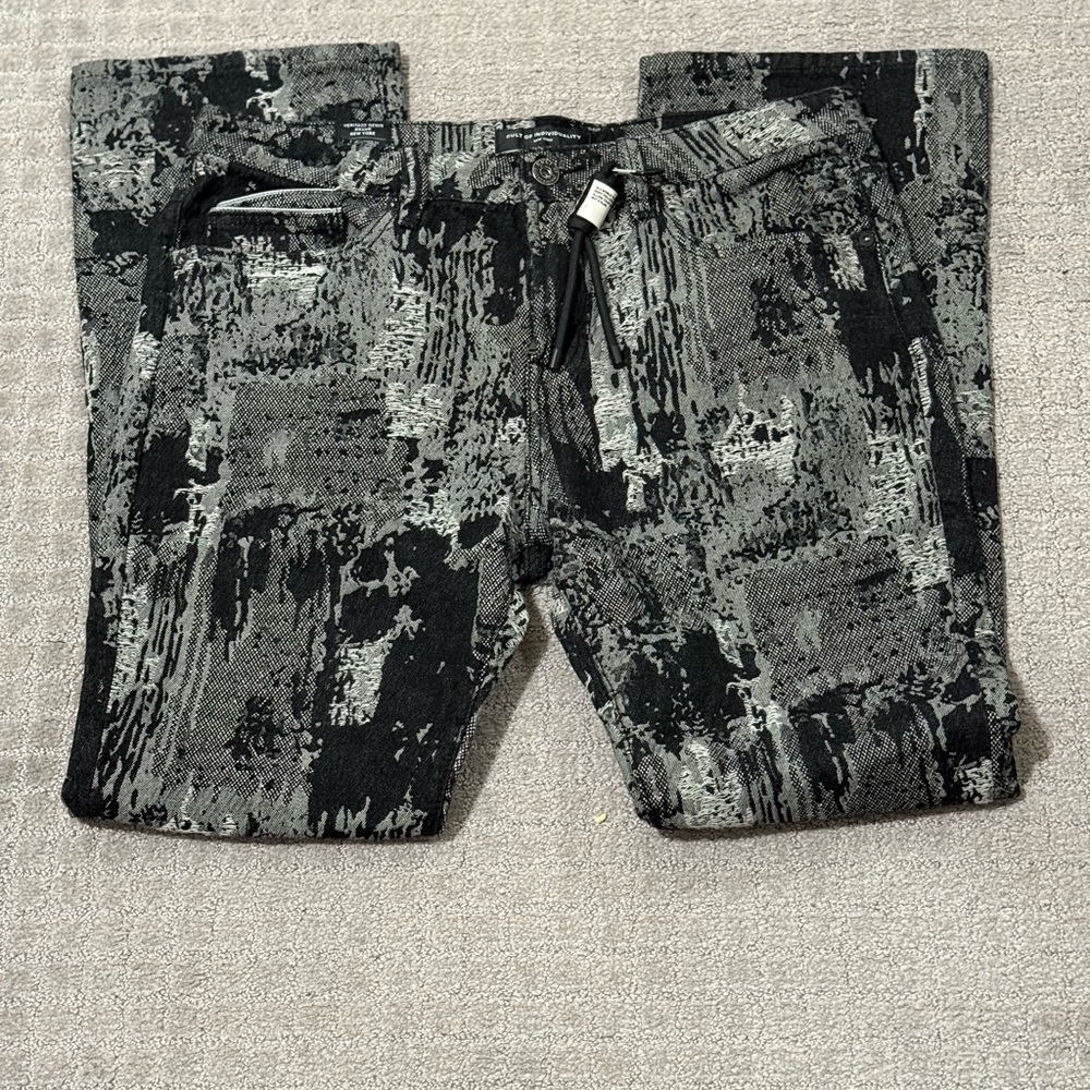 Cult of Individuality “DIGI” Pattern Black and Gray Denim Jeans 36x32